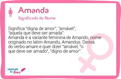 Significado Do Nome Amanda Significado Dos Nomes