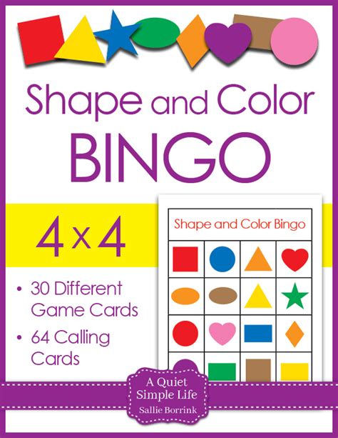 Shapes And Colors Bingo Game Printable Cards 4x4 The Faithful