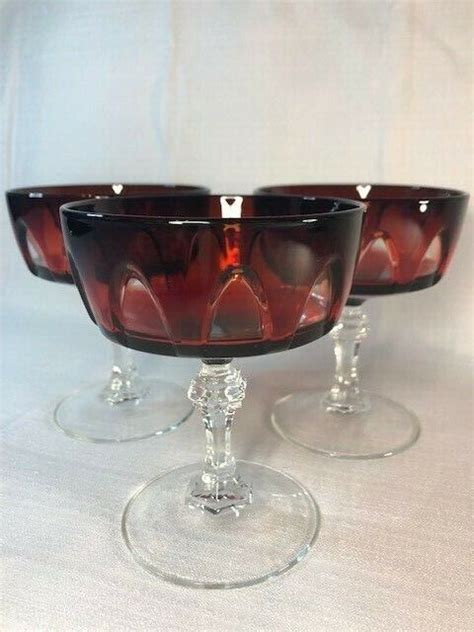 Vintage Cristal Darques Tall Sherbet Champagne Coupe France Red Gothic