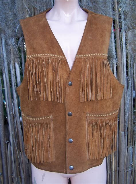 Fringe Leather Vest 70s Hippie Rust Brown By Greenmarketvintage