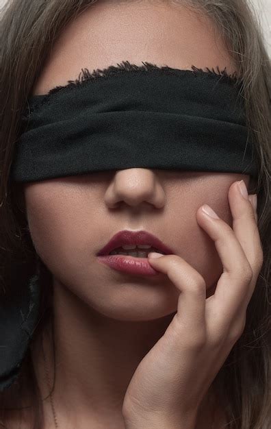 Premium Photo Portrait Of Beautiful Girl With Blindfolded And Clean Face