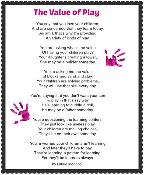 The Value Of Play A Special Poem That Highlights The Importance Of