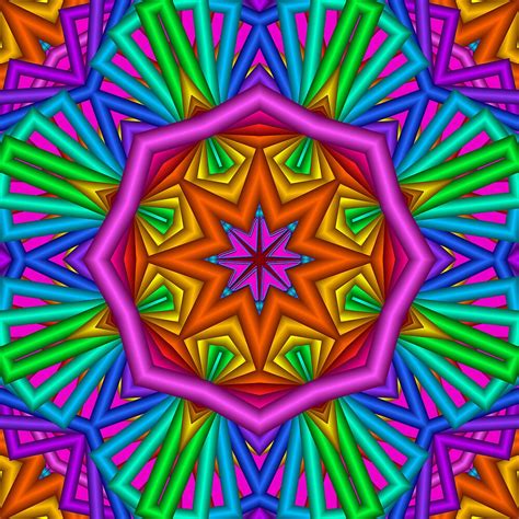 Colourful Kaleidoscope Star Fractal Artwork By Walstraasart Redbubble