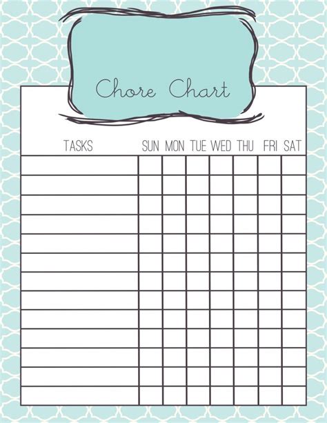 Blue Chore Chart Printable Sarah Halstead