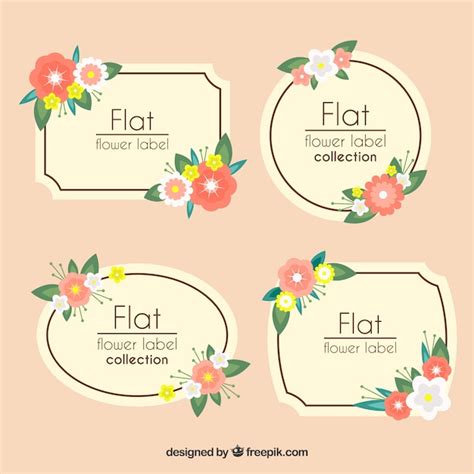 Free Vector Flat Floral Label Collection