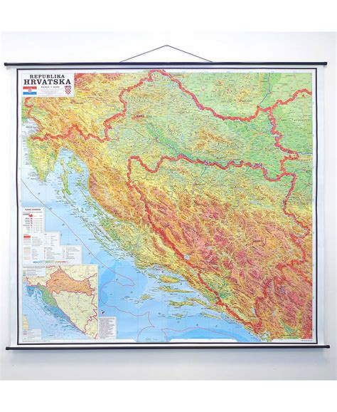 Geografska Karta Republika Hrvatska 182×163 Cm Fizička Gd Dizajn
