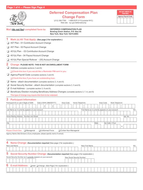 Ny Deferred Compensation Plan Change Form 2018 Fill And Sign