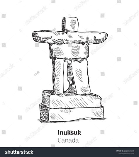 Inuksuk Canada Hand Drawing Vector Illustration Stock Vector Royalty