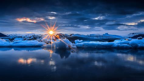 Hd Sunset Rays On The Ice Wallpaper Download Free 149780