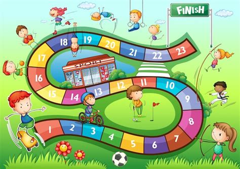 Free Vector Boardgame Template With Sport Theme Illustration