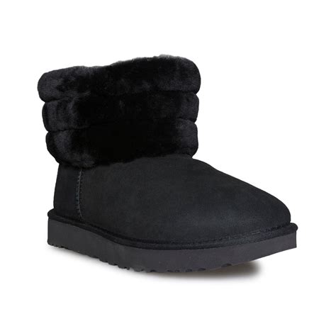 Ugg Fluff Mini Quilted Black Boots Womens Mycozyboots