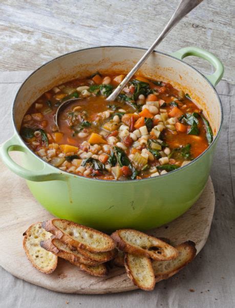 For the tomatoes, up to an hour before you're serving, combine the shallots, garlic, and vinegar in a medium bowl. Winter Minestrone & Garlic Bruschetta | Barefoot Contessa