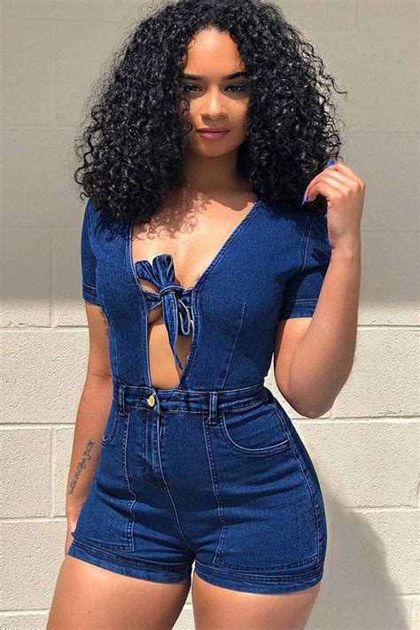 Black Girl Hairstyles With Weave Sexy Denim Romper Black Girl Romper