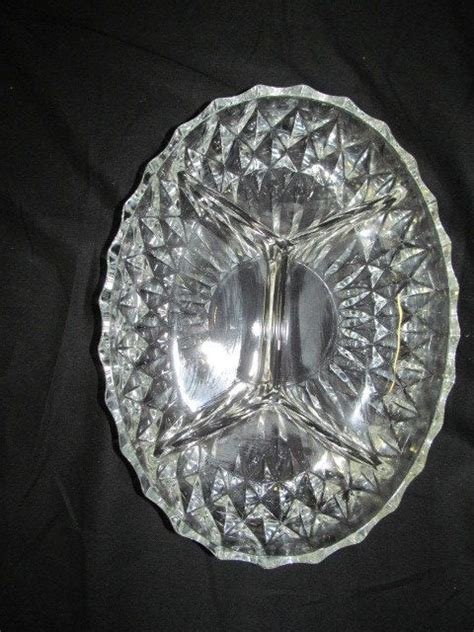 Indiana Glass Relish Dish 4 Way Divided Diamond Point Clear Etsy Indiana Glass Crystal