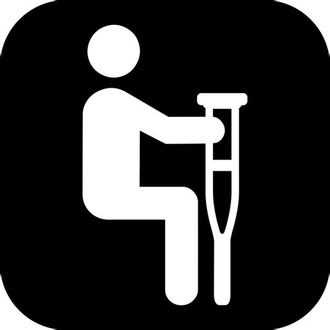 Sitting Man With A Crutch Inside A Rounded Square Svg Png Icon Free