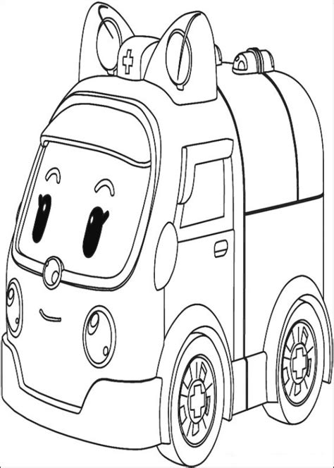 Kidsnfun Kleurplaat Robocar poli amber