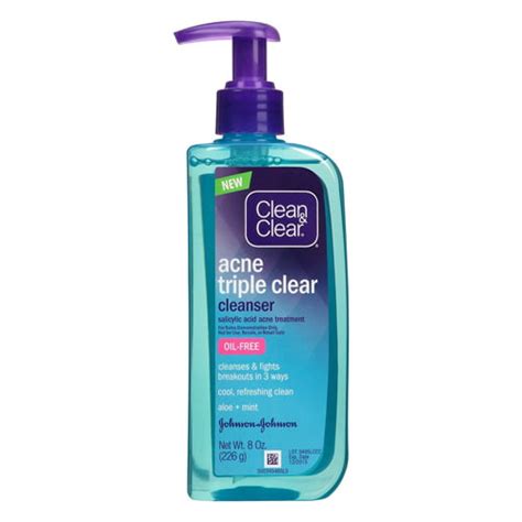 Clean And Clear Acne Triple Clear Facial Cleanser Gel 8 Oz Walmart