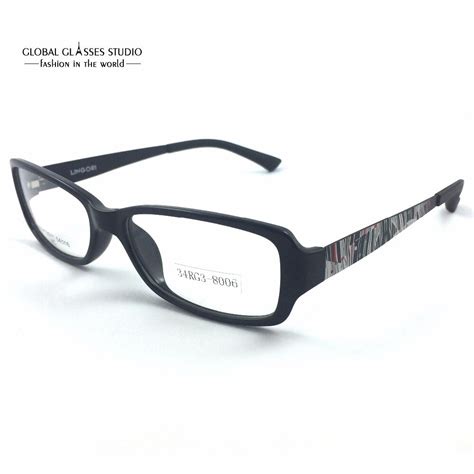 Ultra Light Korean Style Tr90 Eyeglasses Women Handmade Black Flexible Beautiful Pattern Metal