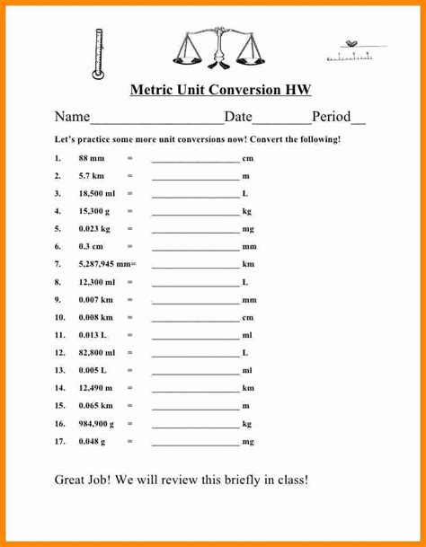 Metric Unit Conversions Worksheet