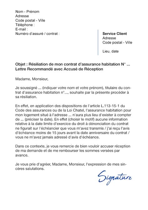 Check spelling or type a new query. Lettre de résiliation Assurance Habitation (Loi Chatel ...