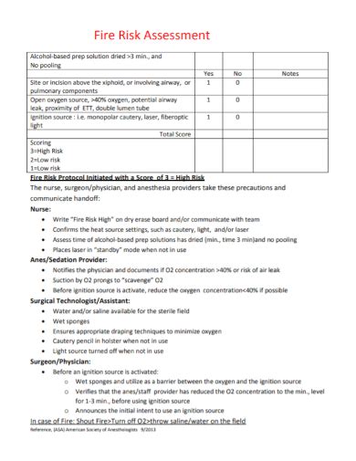 Free Sample Fire Risk Assessment Forms In Pdf Ms Word Excel