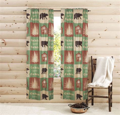 Beatrice Cabin Sweet Cabin 84 Window Curtains 2 Panel Set Rustic Bear