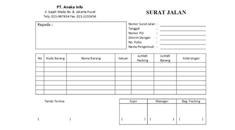 Contoh Surat Jalan Yang Baik Kargokuid