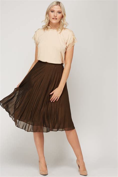 High Waist Pleated Midi Skirt Just 7