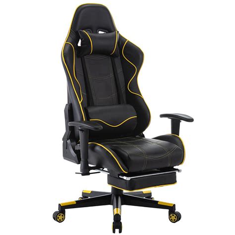 Office gamer chair wcg gaming chair home internet cafe ergonomic computer office chair swivel lifting lying footrest desk chair. HOMEFUN Yellow Gaming Chair Reclining Swivel Racing Office ...