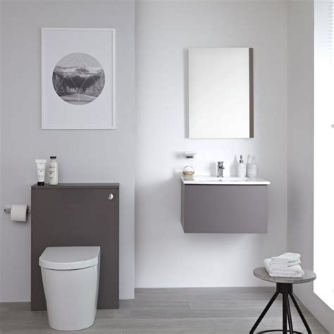 Cassette wc interne e esterne milano. Milano Oxley - Grey 600mm WC Unit with Back to Wall Toilet