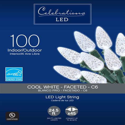 Celebrations Basic Led C6 Cool White 100 Ct String Christmas Lights 24