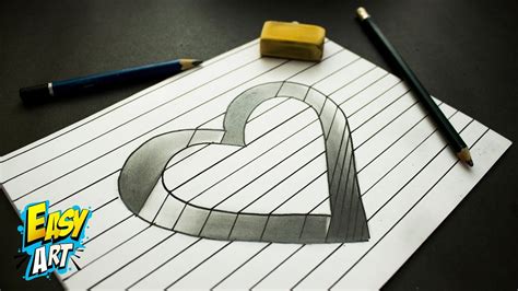 Como Dibujar Un CORAZON EN D How To Draw Heart D Dibujos D Easy Art
