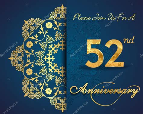 52 Años Patrón De Celebración Aniversario Stock Vector By
