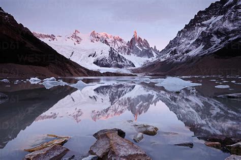 Reflection Of Cerro Torre Mountains In Lago Torre Los Glaciares