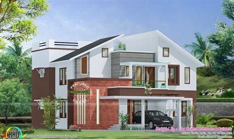 2435 Square Feet Slanting Roof House Kerala Home Design And Floor Plans