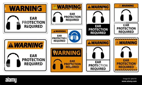 Warning Ear Protection Required Symbol Sign Isolate On Transparent