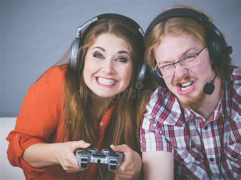 Gaming Couple Playing Games Stock Image Image Of Playing Male 240855211