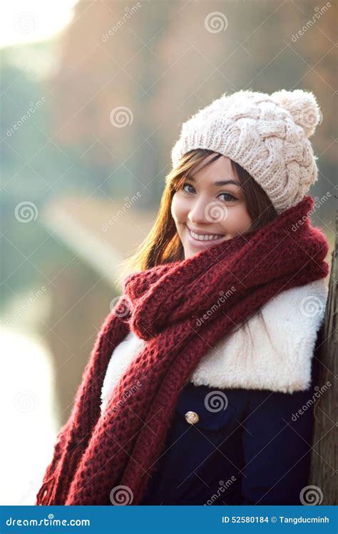 Beautiful Girl In Winter Clothes Smiling Stock Photo Image Of