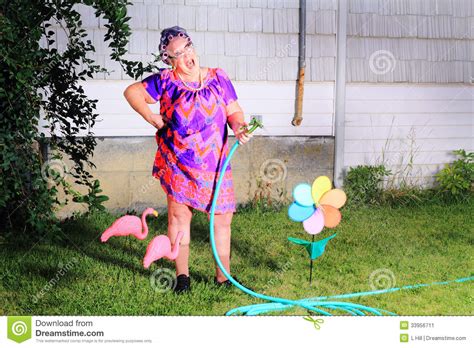 grandma gardener taking a break to admire the view stock image 42195169