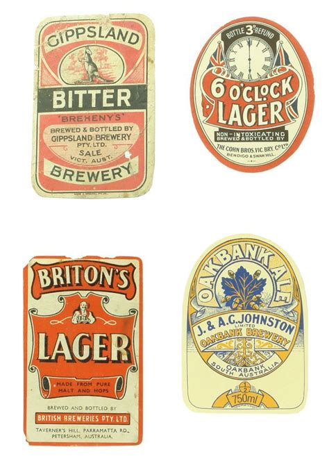 Auction 28 Preview 343 Four Australian Vintage Beer Labels