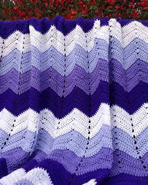 Purple Mountains Majesty Ripple Afghan Crochet Pattern Maggies Crochet