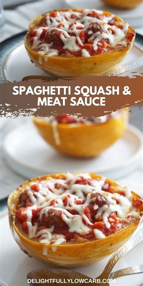 Easy Oven Roasted Spaghetti Squash And Meat Sauce Recipe Delightfully
