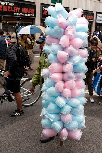 Selling Cotton Candy At The May Day Parade Stock Photo Download Image
