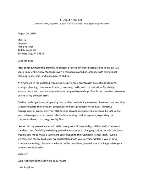 Management Cover Letter Example and Writing Tips