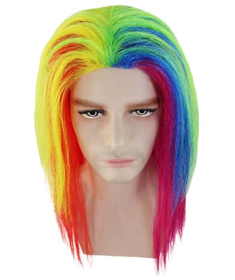 Rainbow Colors Straight Wig 6ix9ine Daniel Hernandez Cosplay Party Hair