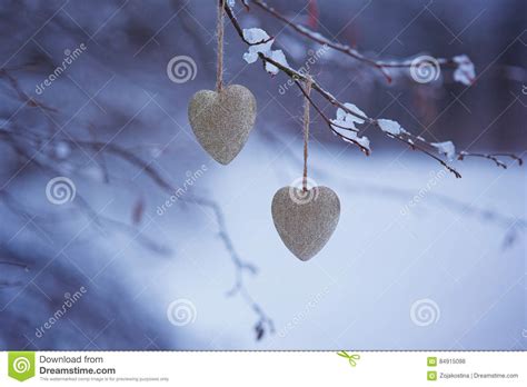 Golden Heart Decoration Detail Hanging On A Tree Stock Photo Image Of