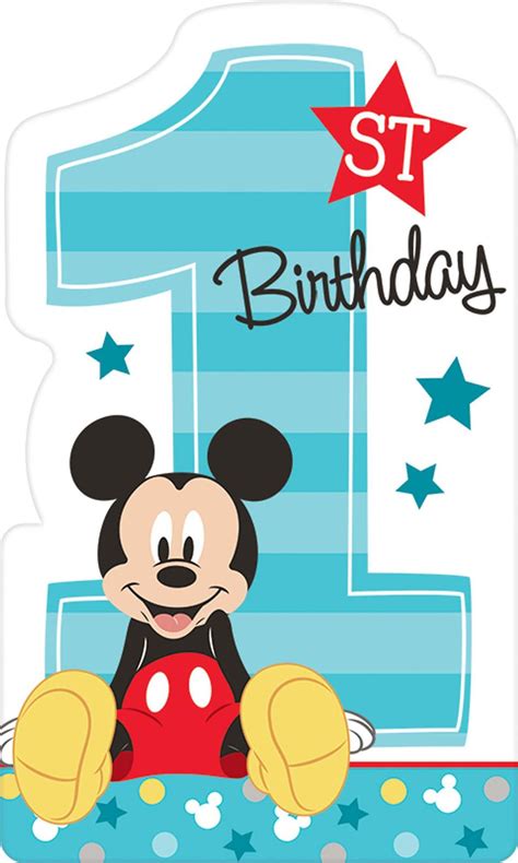 Disney Mickey Mouse 1st Birthday Invites 8 From