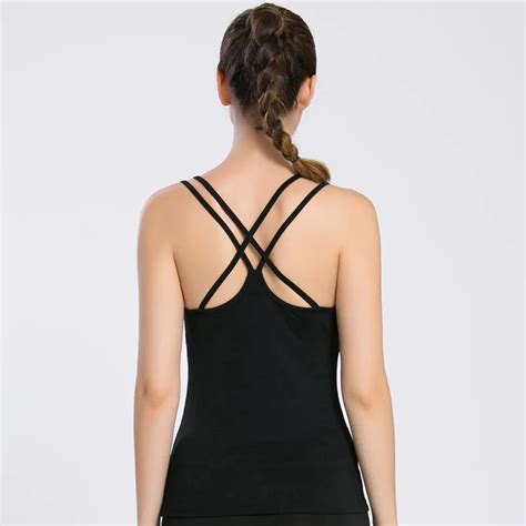 eshtanga yoga tank with insert cup sexy women sport gym vest clothes 4 way stretch flowing tank