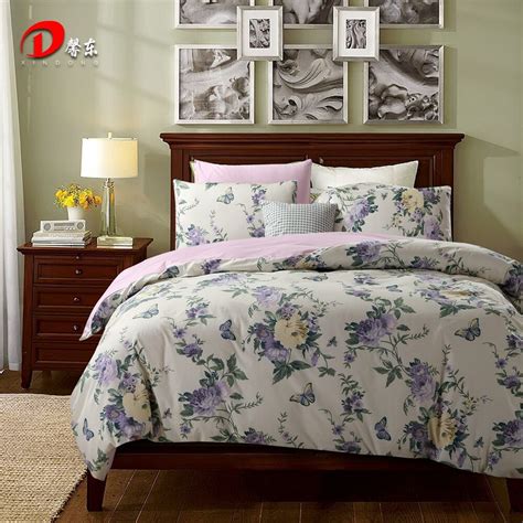 floral luxury bedding set egyptian cotton pastoral print flowers king queen size bedsheet duvet