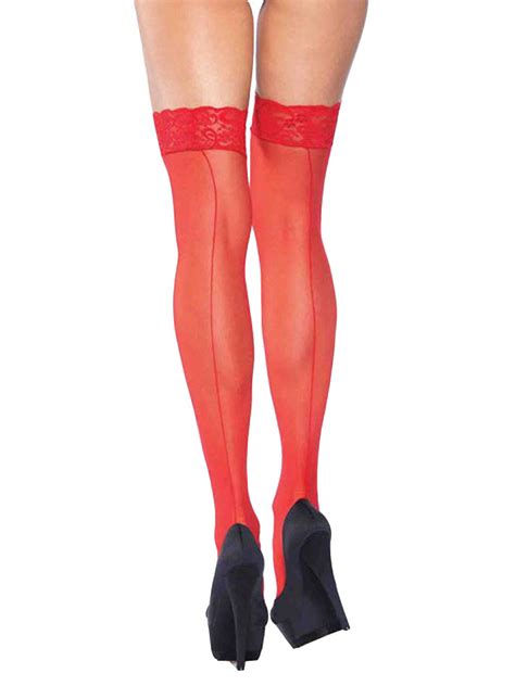 Plus Size Hosiery Lace Top Backseam Thigh High Stockings Ebay